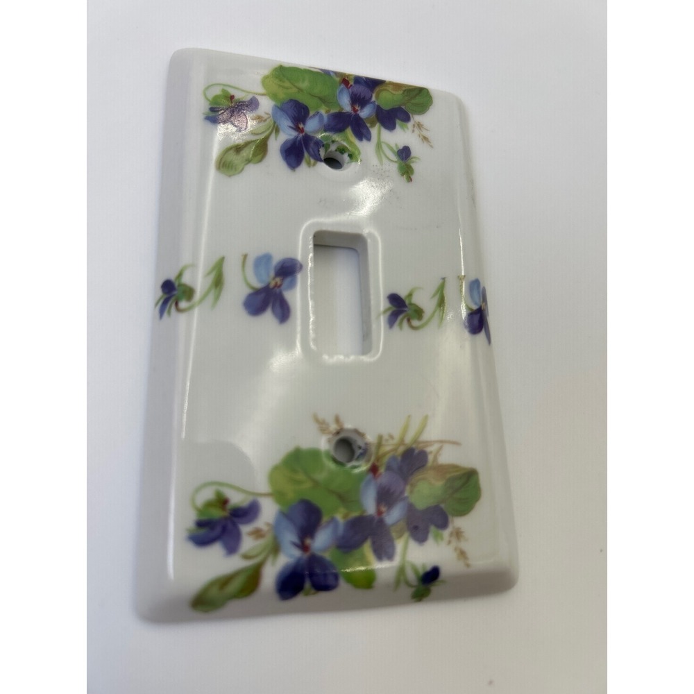 Vintage Porcelaine J.M. Limoges France Purple Violet Floral Light Switch Plate